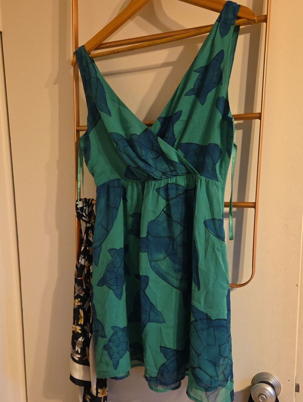 Anthroplogie Moulinette Soeurs Green Turtle Print Wrap-Style Women's Dress